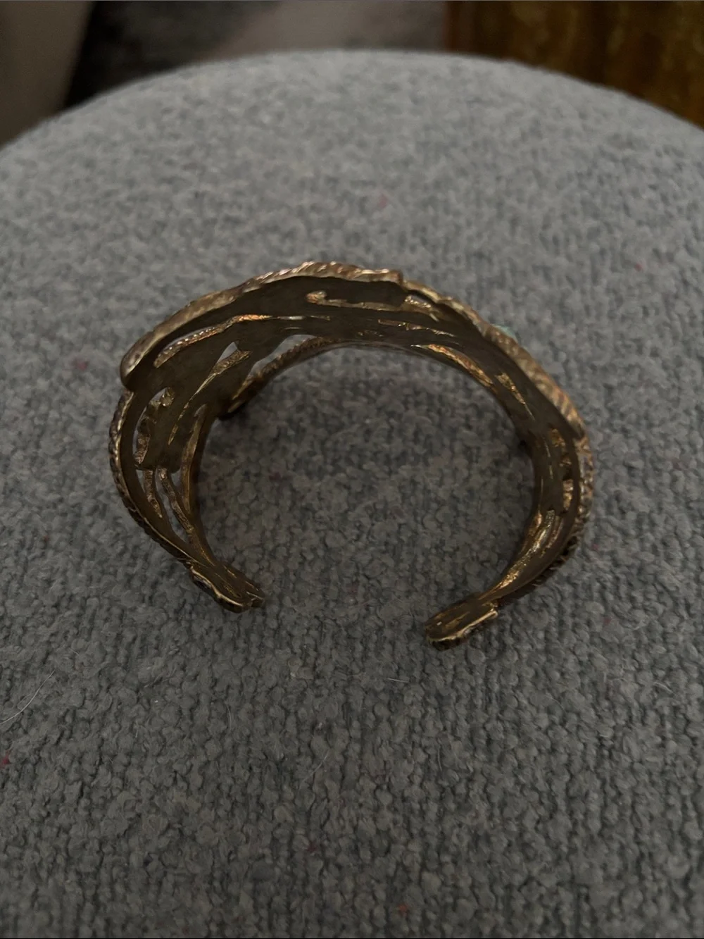 Virgins Saints & Angels Gold Cuff Bracelet with Turquoise Stones